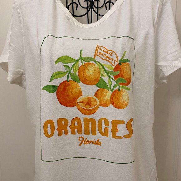 NWOT J. Crew Florida Oranges Graphic T-Shirt In White 100% Cotton Size Medium - Picture 2 of 6